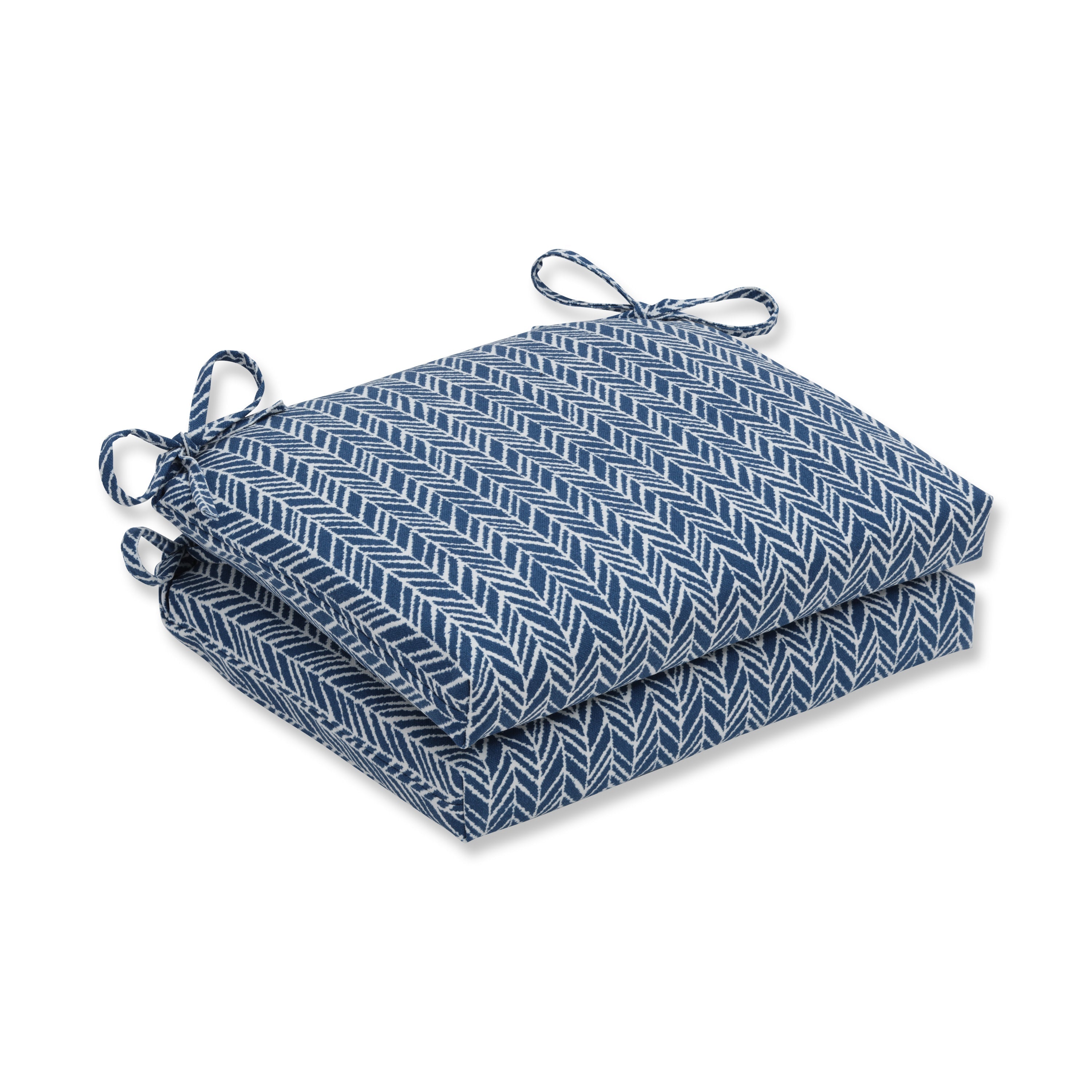 Herringbone Ink Blue Squared Corners Seat Cushion (Set Of 2)