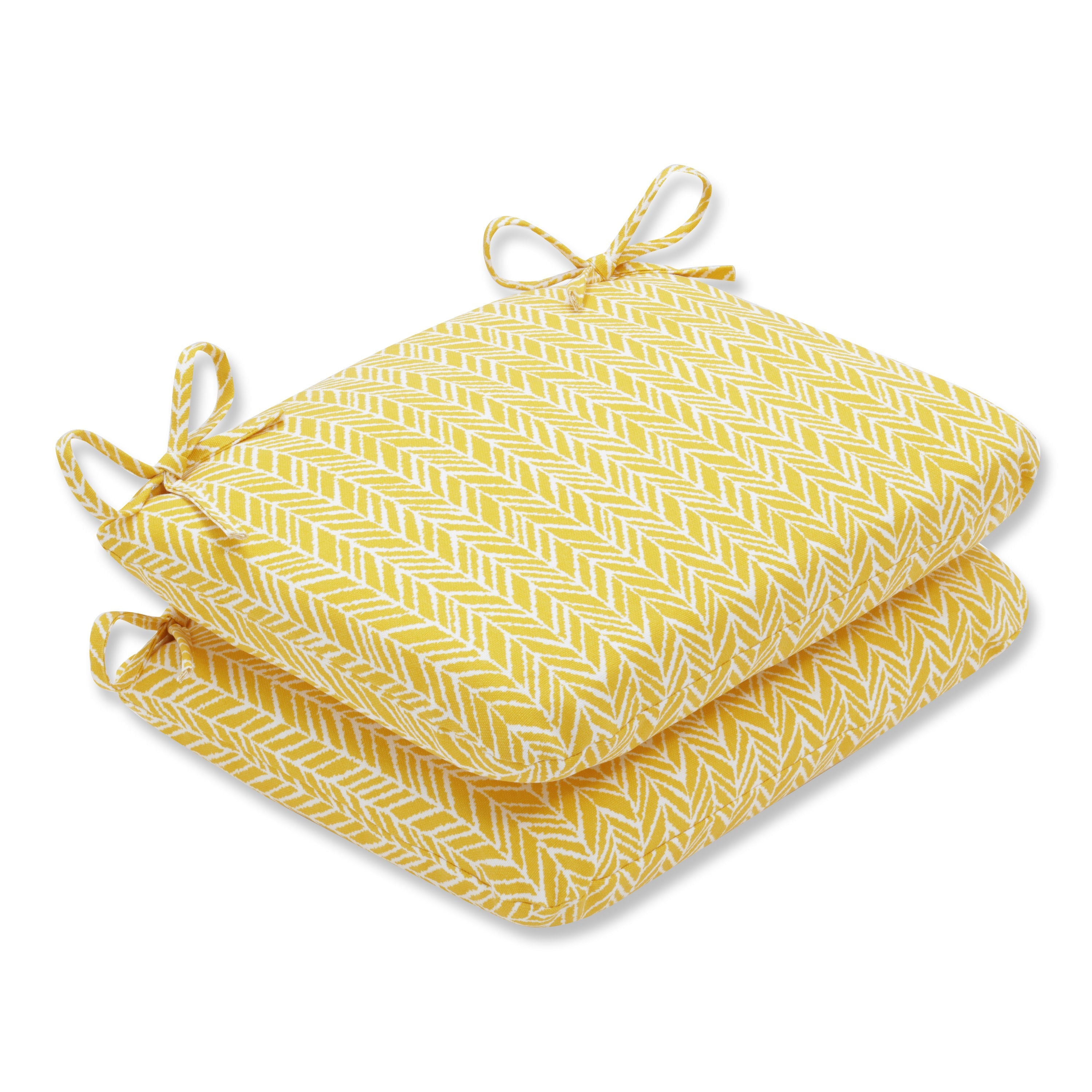 Herringbone Egg Yolk Rounded Corners Seat Cushion (Set Of 2)