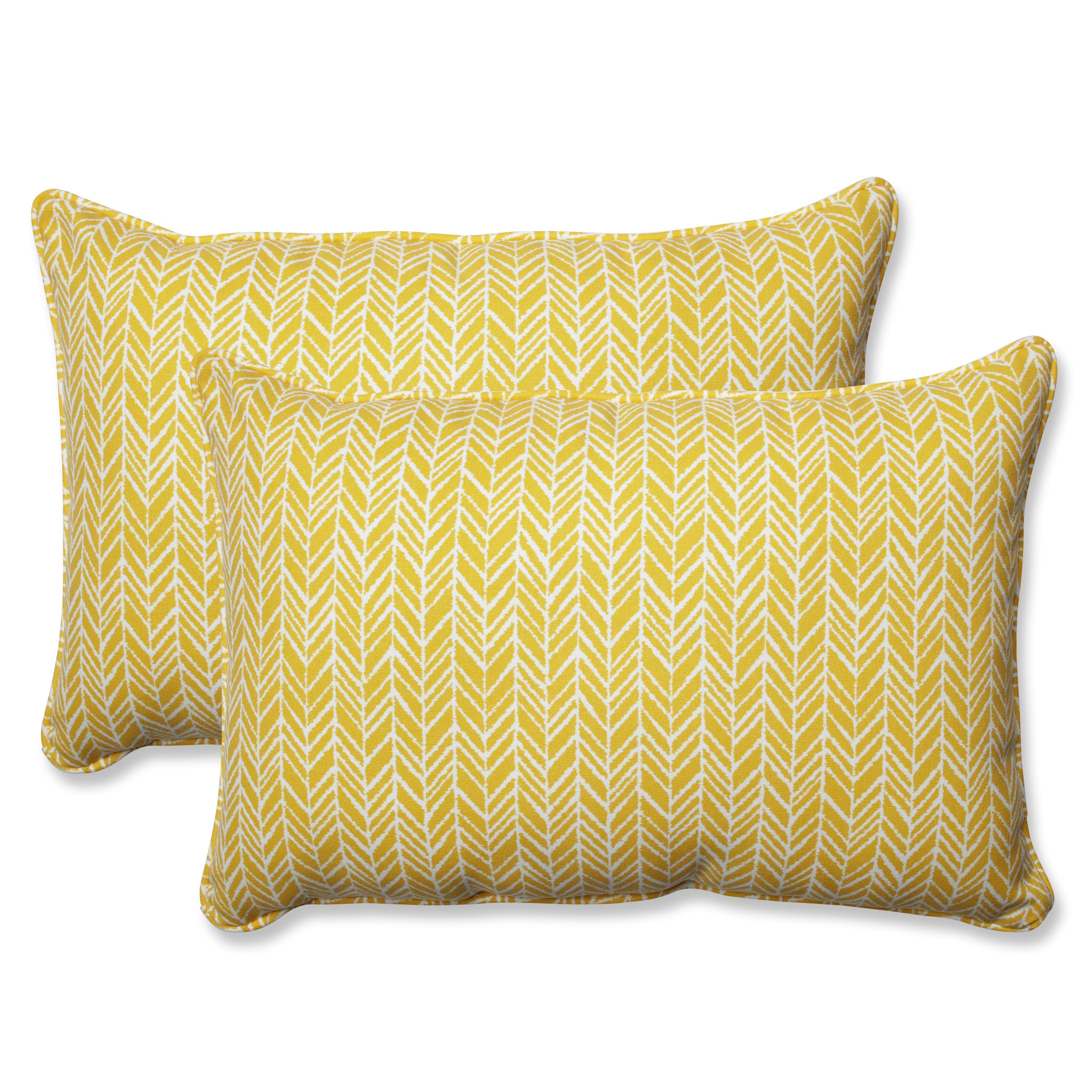 Herringbone Egg Yolk Over-Sized Rectangular Throw Pillow (Set Of 2)