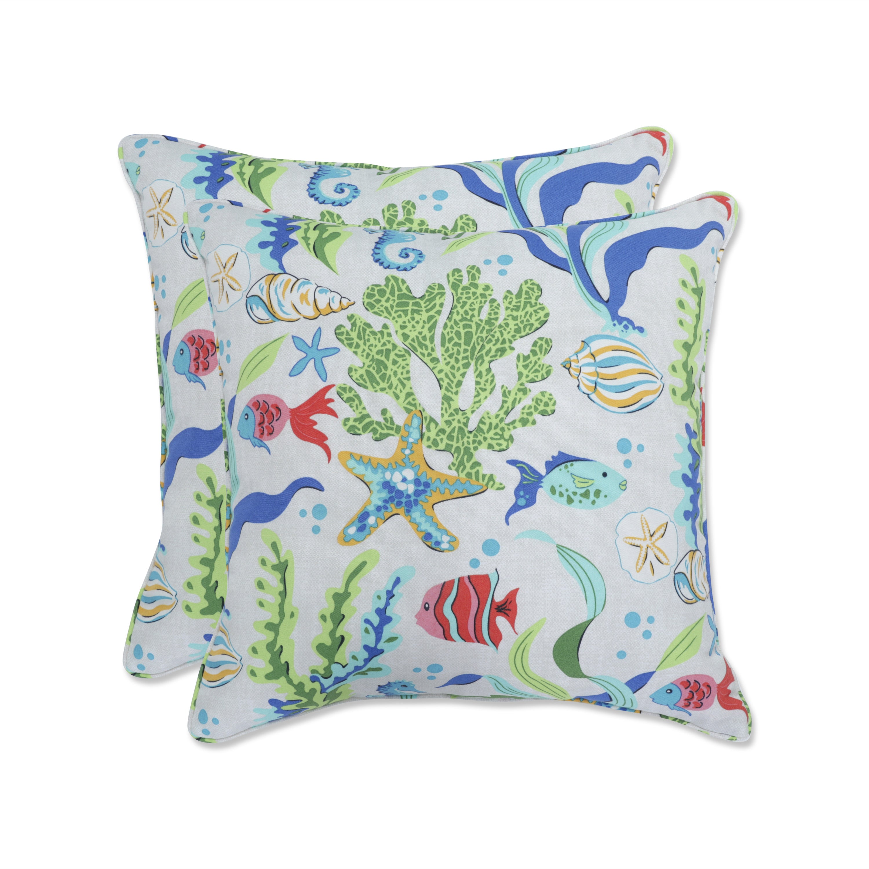 Coral Bay Blue 18.5-inch Throw Pillow (Set of 2)