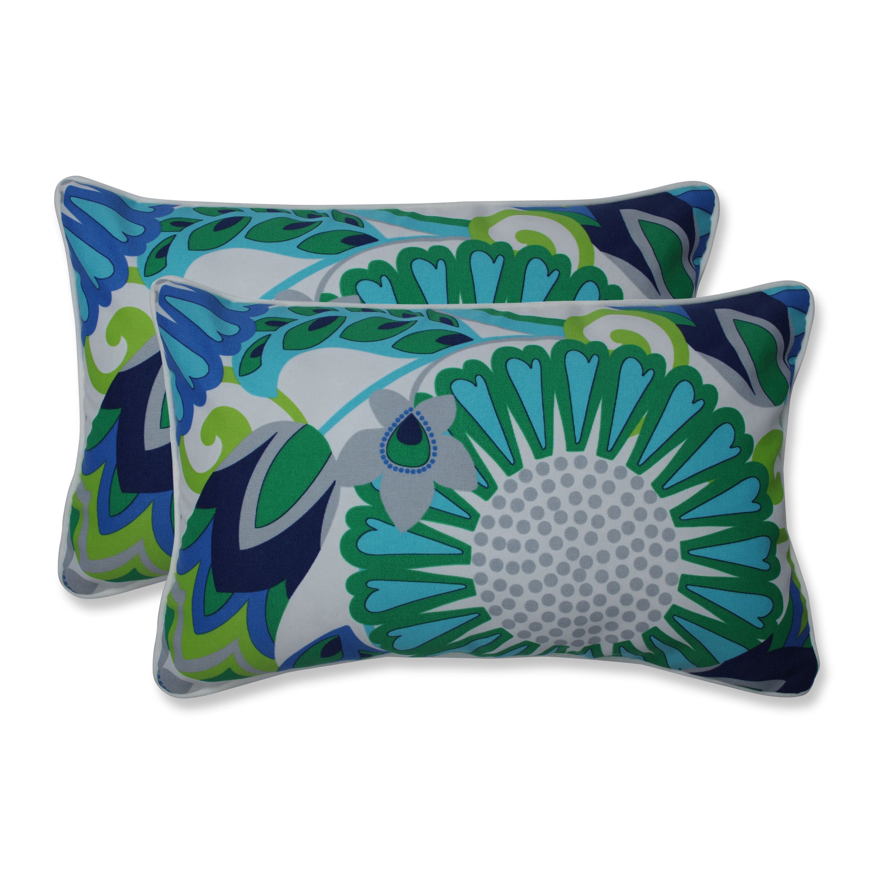 Sophia Turquoise/Green Rectangular Throw Pillow (Set Of 2)