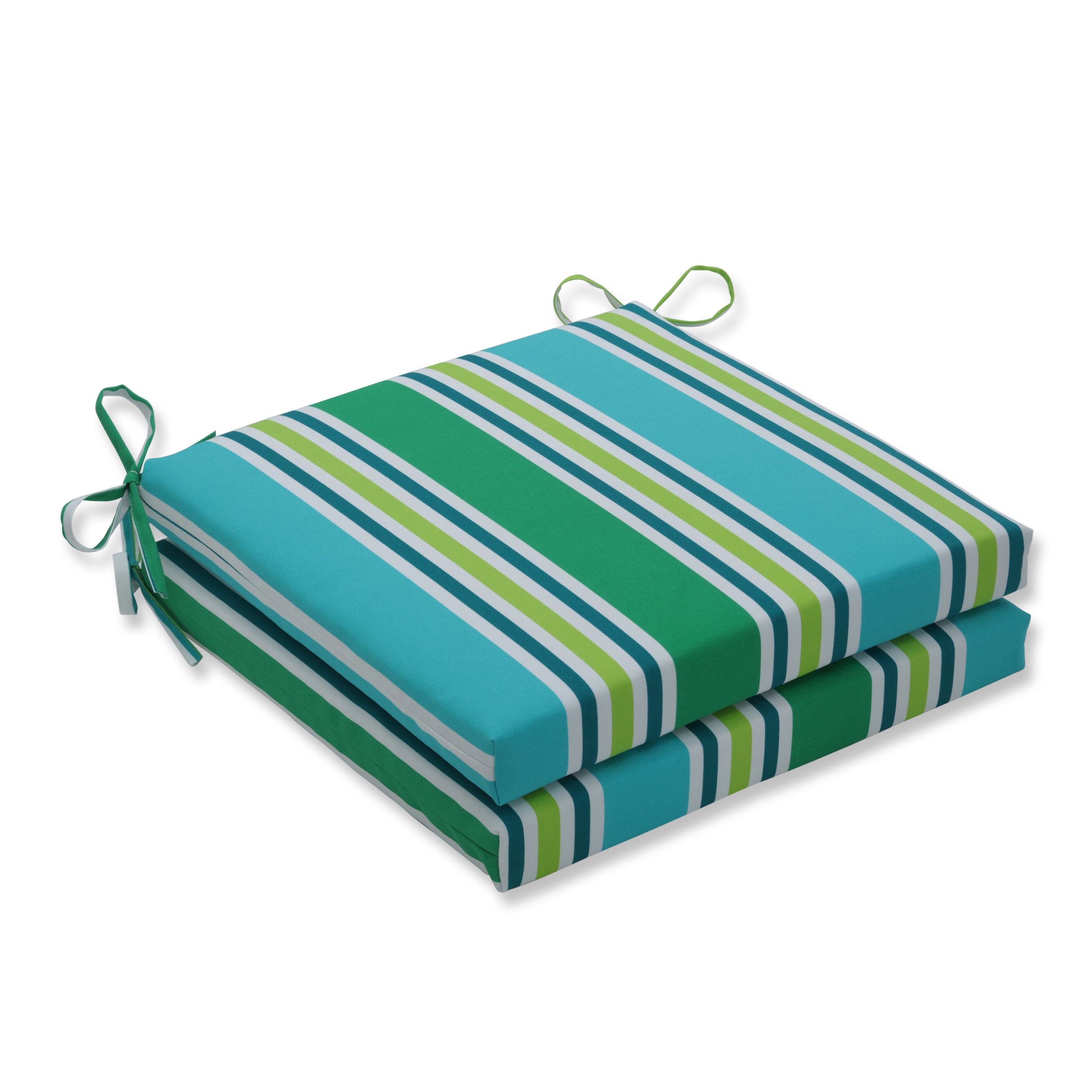 Aruba Stripe TurquoiseGreen Squared Corners Seat Cushion 20X20X3 (Set Of 2)