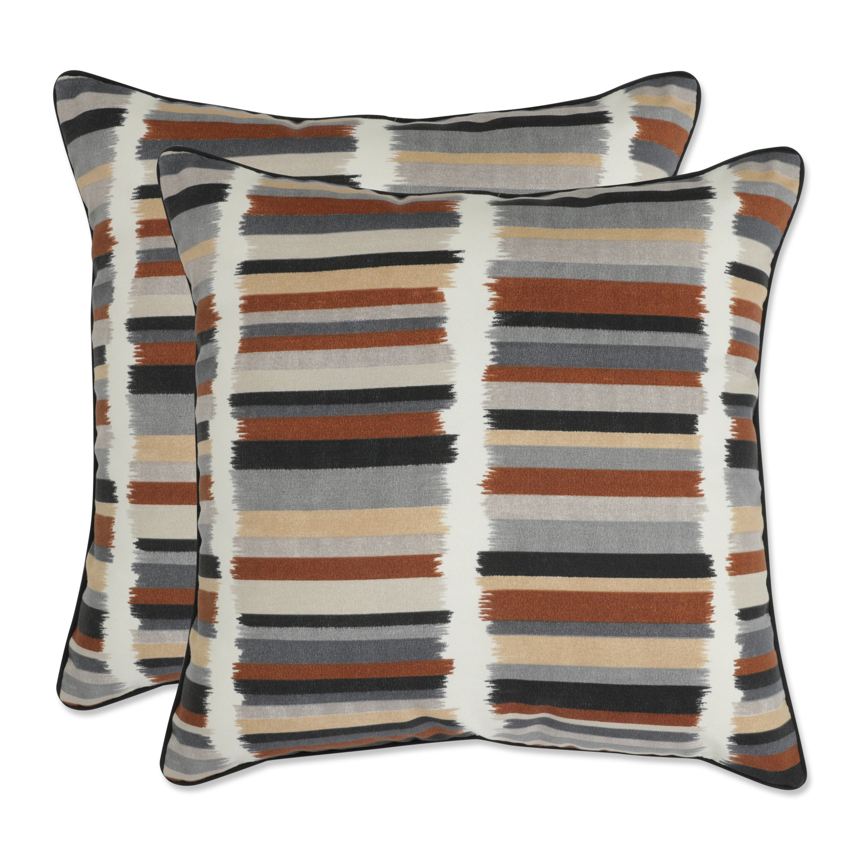 Solar Stripe Ebony 16.5-inch Throw Pillow (Set of 2)