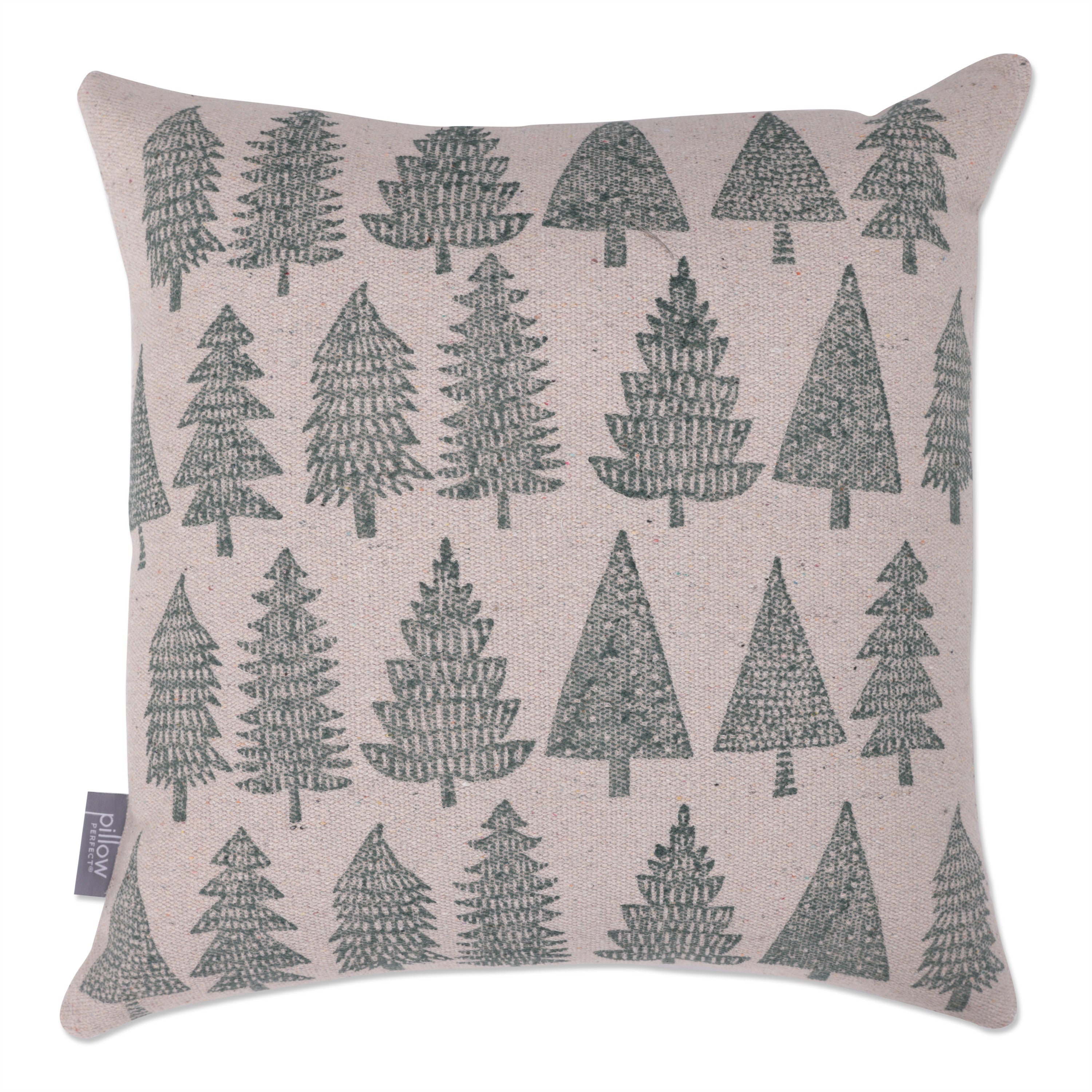 Christmas/Holiday Throw Pillow in Woodland Trees Natural, 18" x 18"