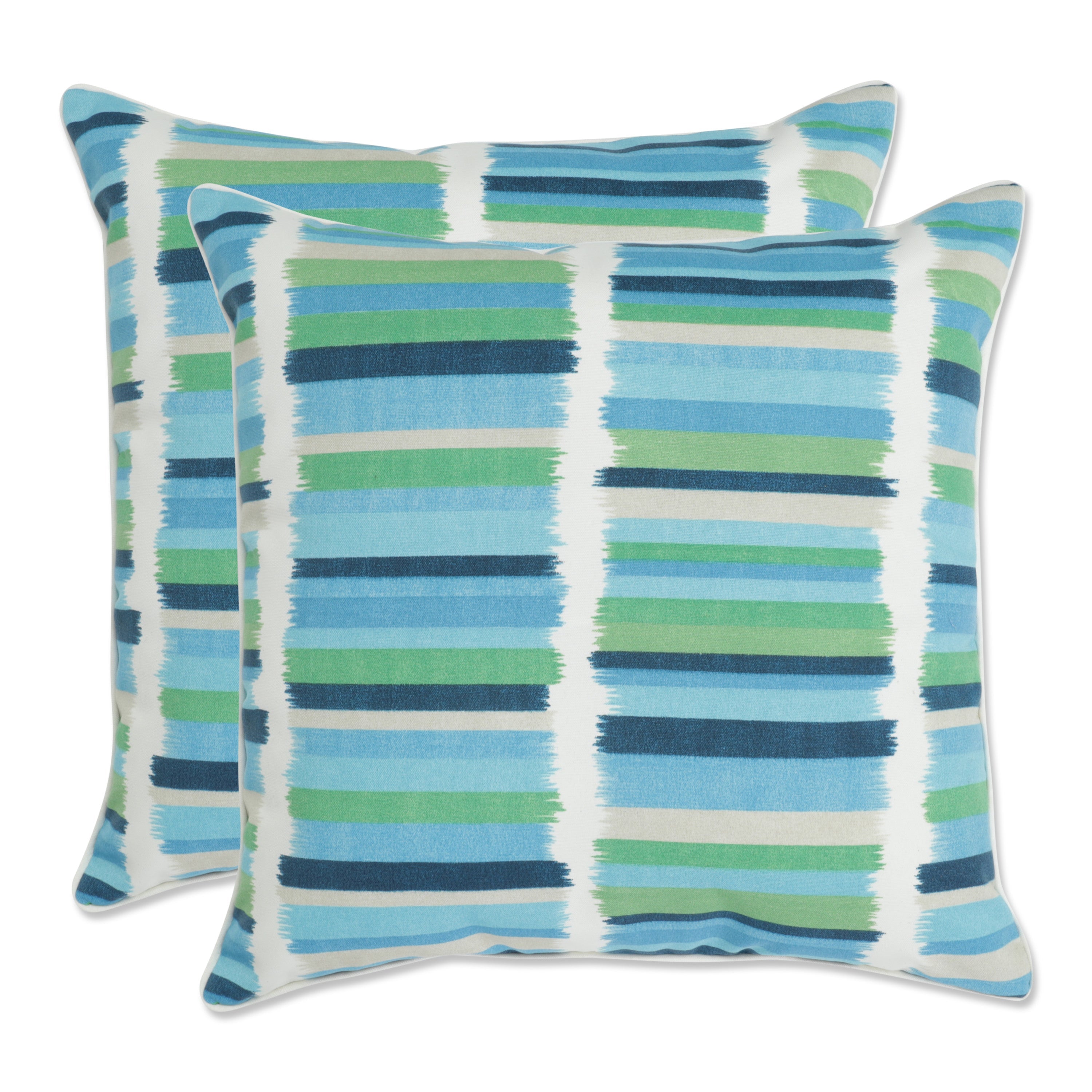 Solar Stripe Azure 18.5-inch Throw Pillow (Set of 2)