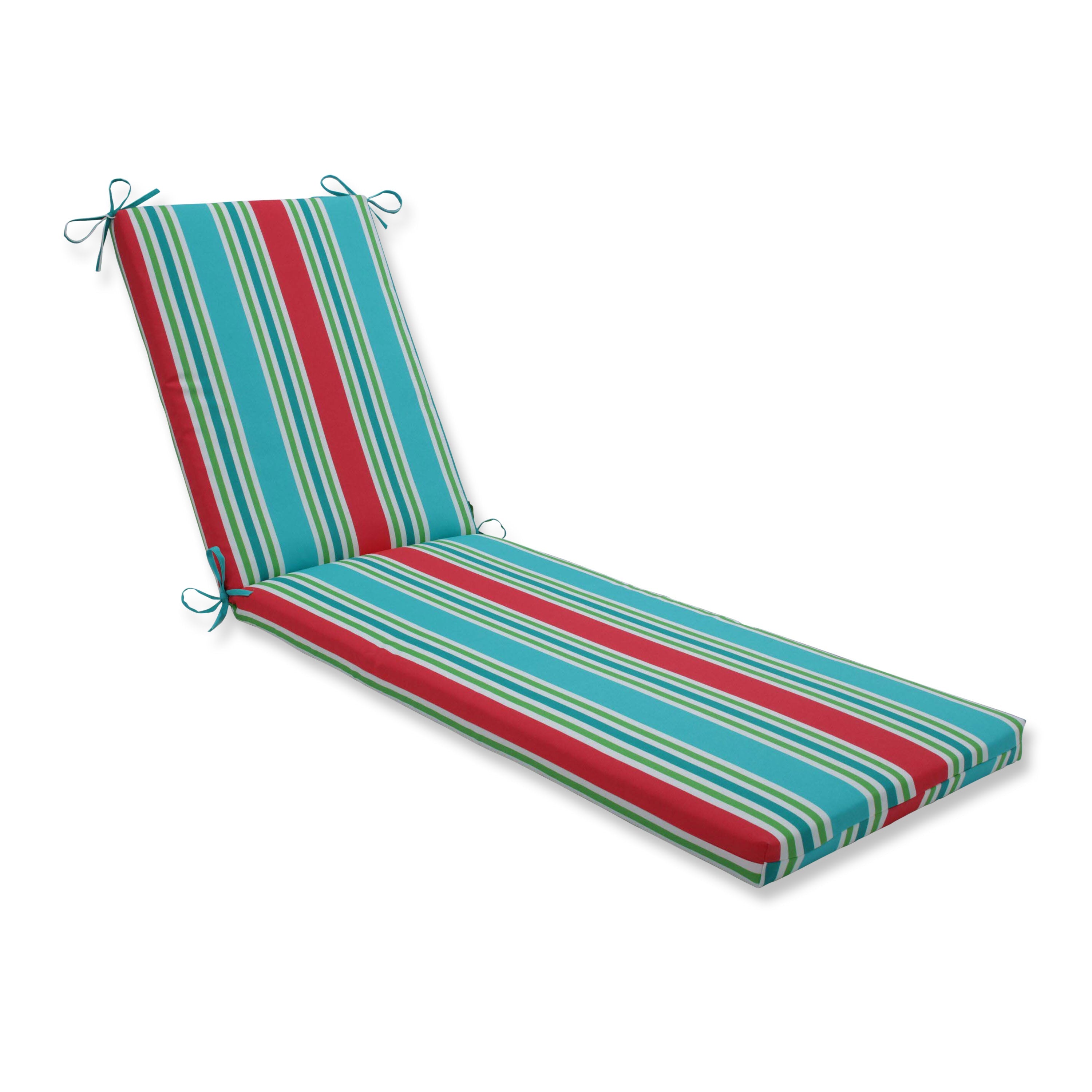 Aruba Stripe Turq/Coral Chaise Lounge Cushion 80X23X3