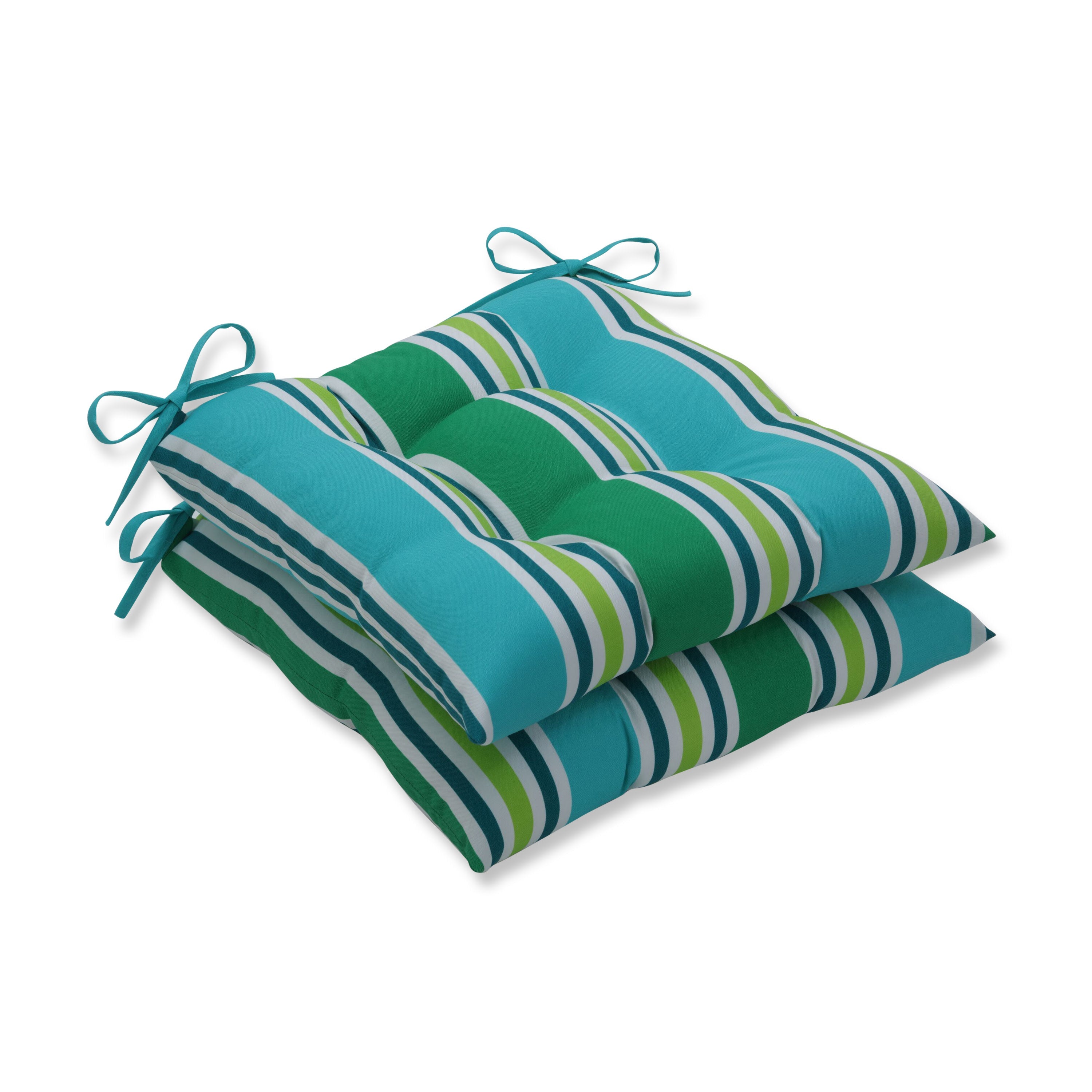 Aruba Stripe TurquoiseGreen Tufted Seat Cushions