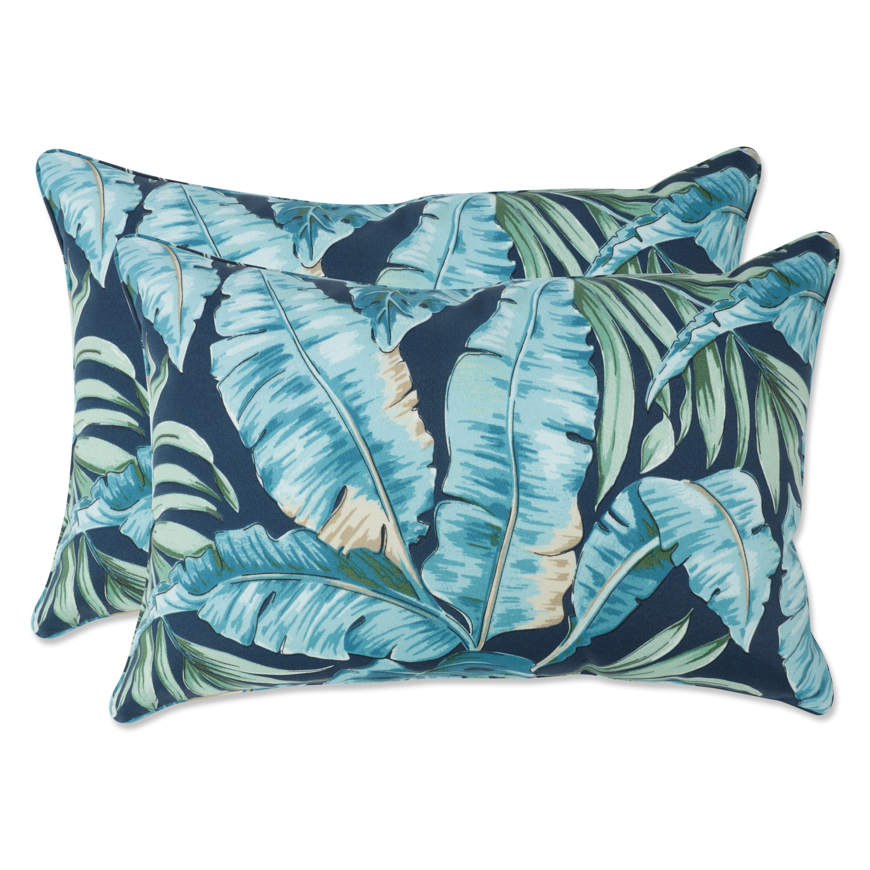 Tortola Midnight Blue Over-sized Rectangular Throw Pillow (Set of 2)