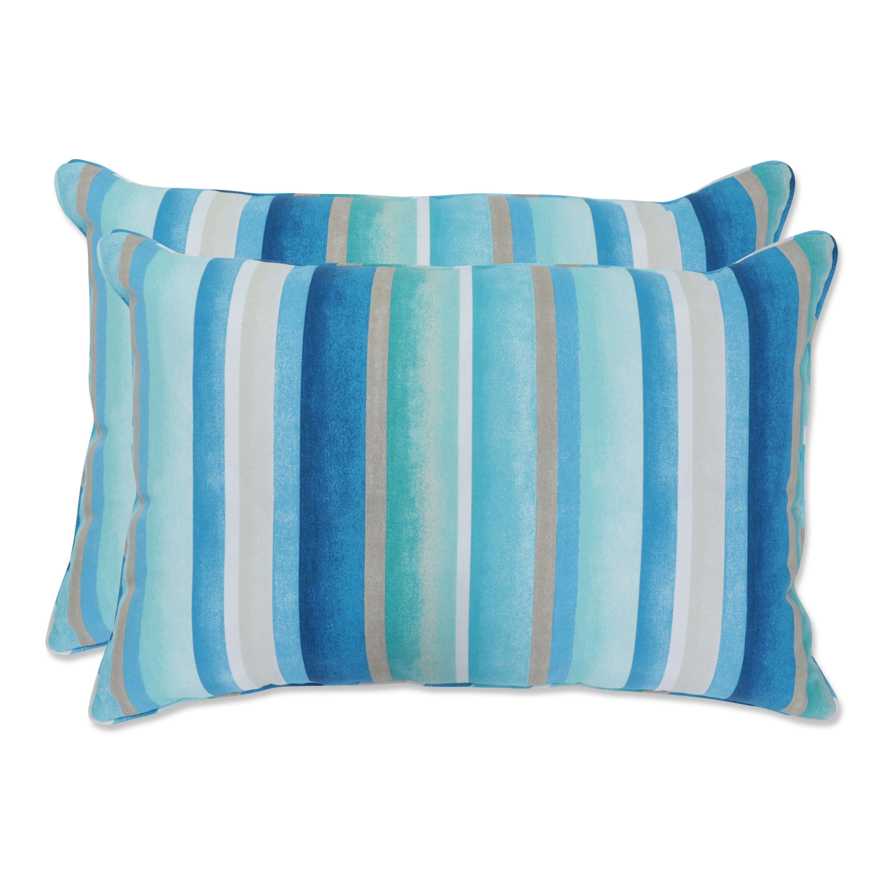 Dina Seaside Blue Over-sized Rectangular Throw Pillow (Set of 2)