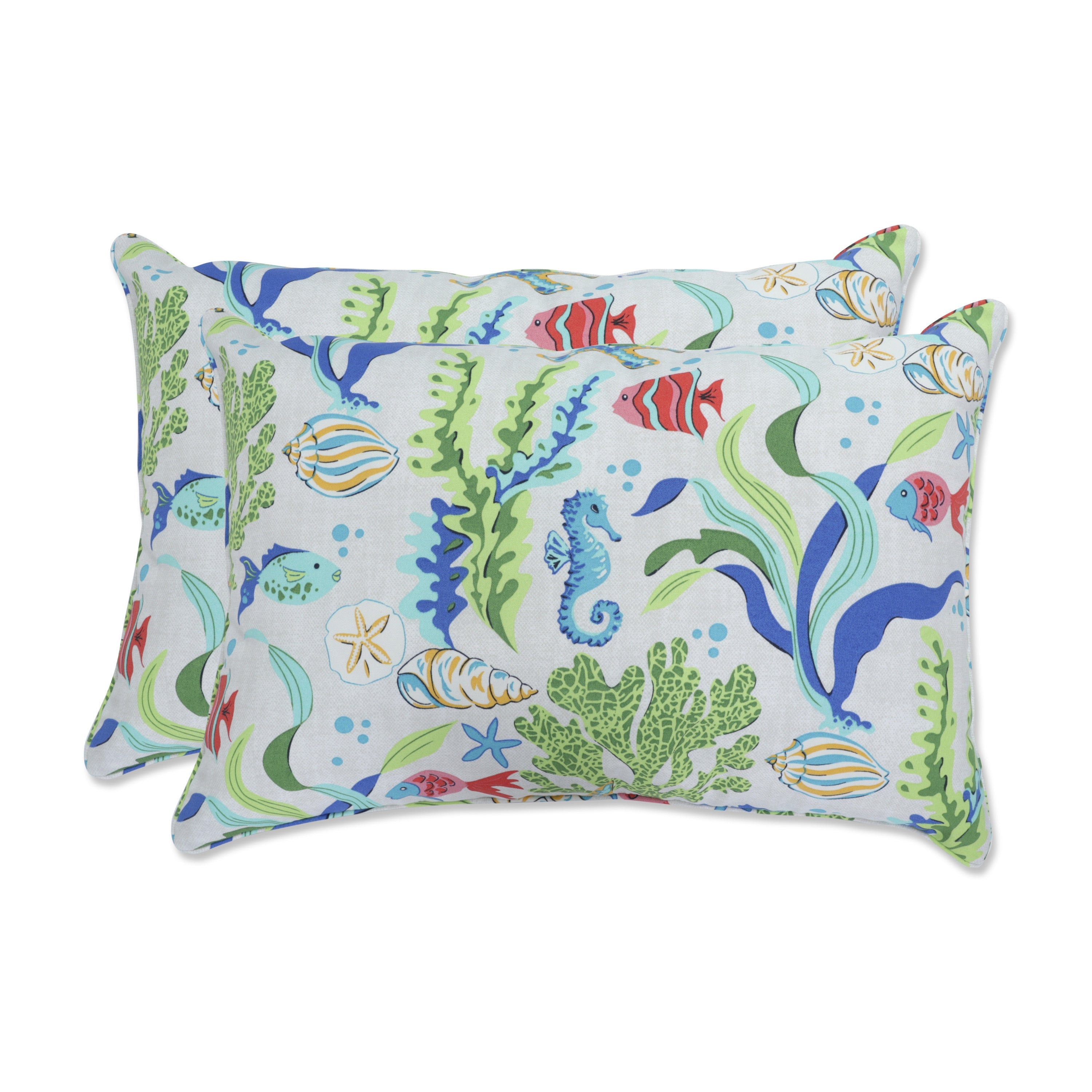 Coral Bay Blue Over-sized Rectangular Throw Pillow (Set of 2)