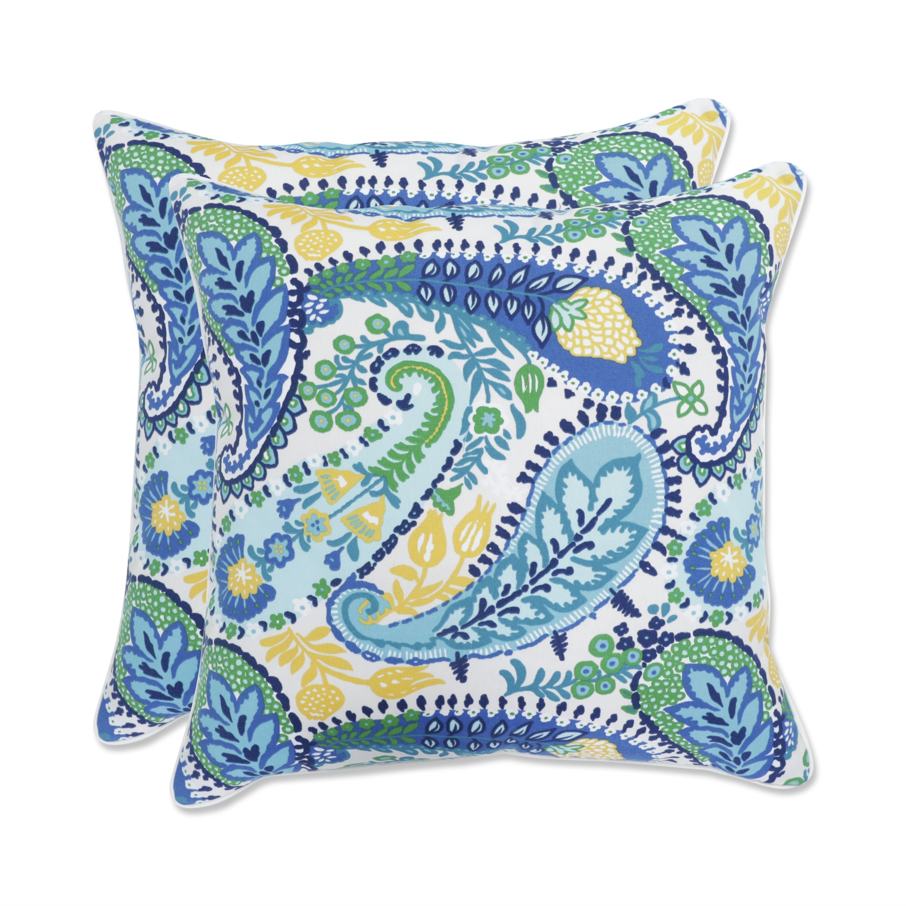 Amalia Paisley Blue 18.5-inch Throw Pillow (Set of 2)