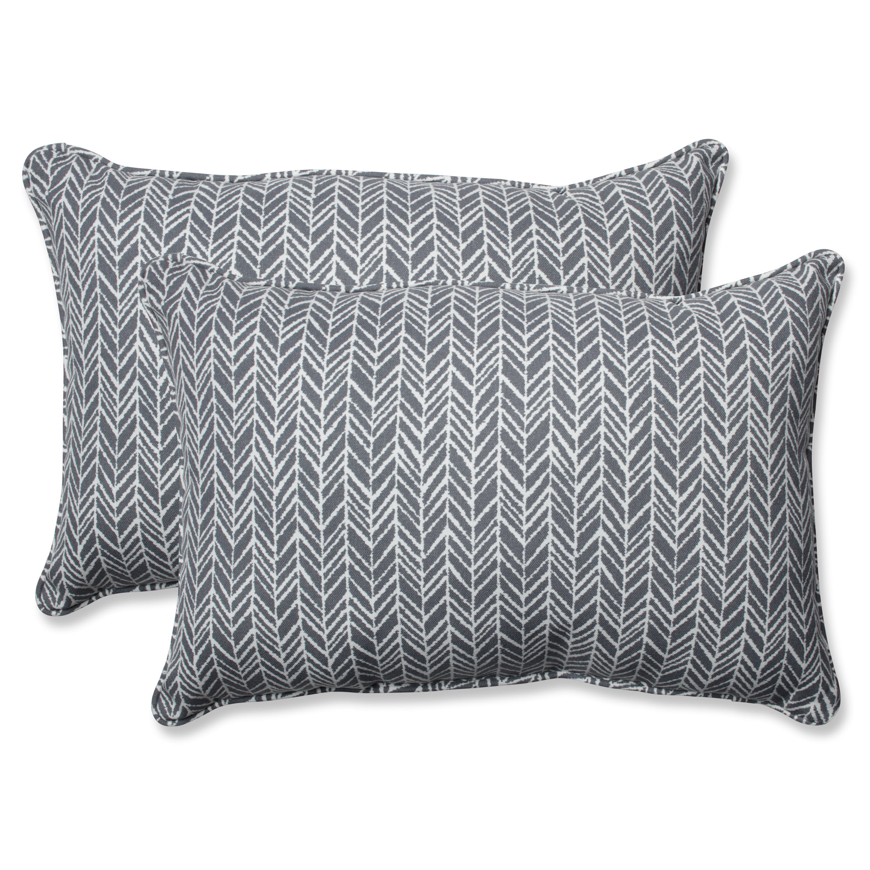 Herringbone Slate Over-Sized Rectangular Throw Pillow (Set Of 2)