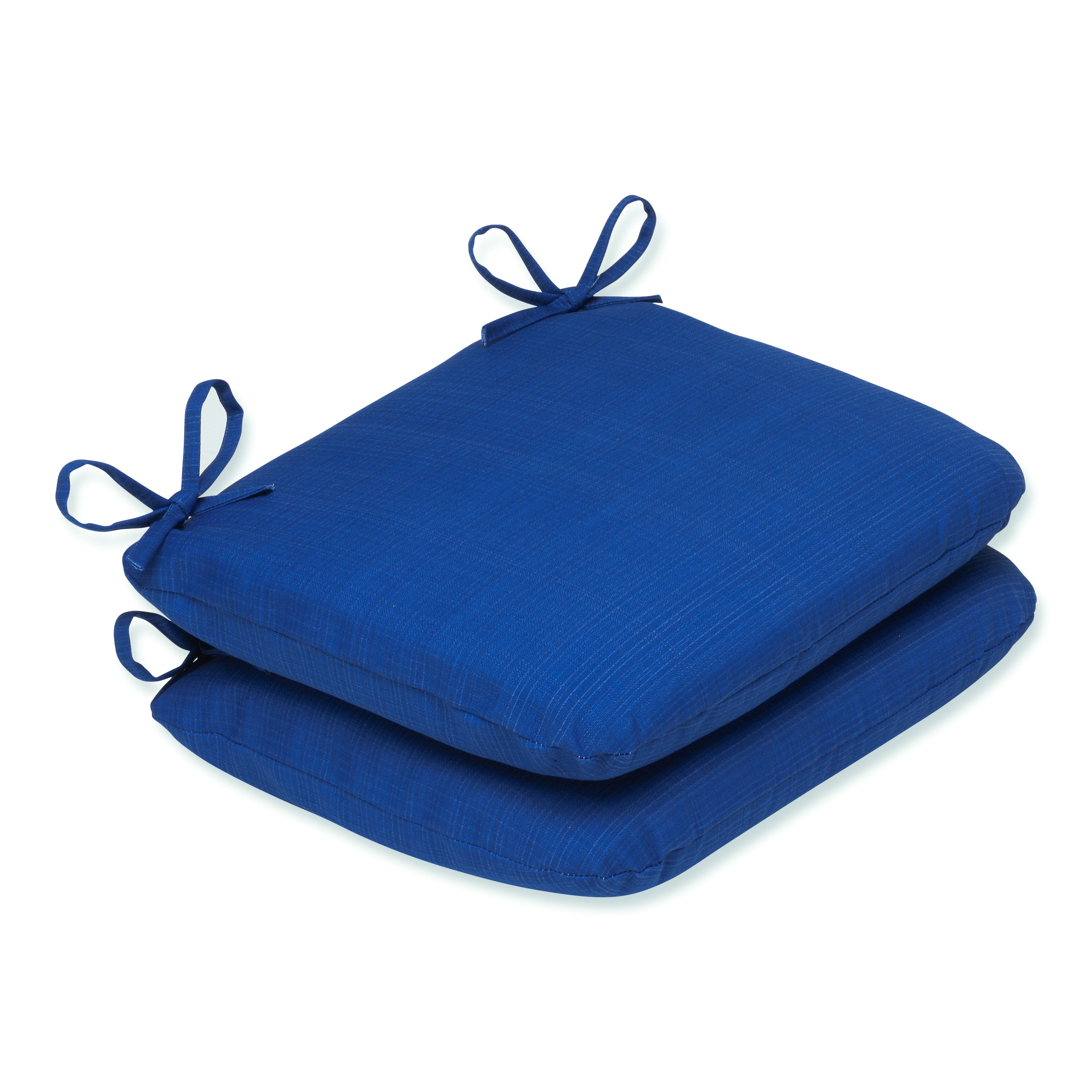 Outdoor/Indoor Fresco Blue Rounded Corners Seat Cushion (Set of 2)