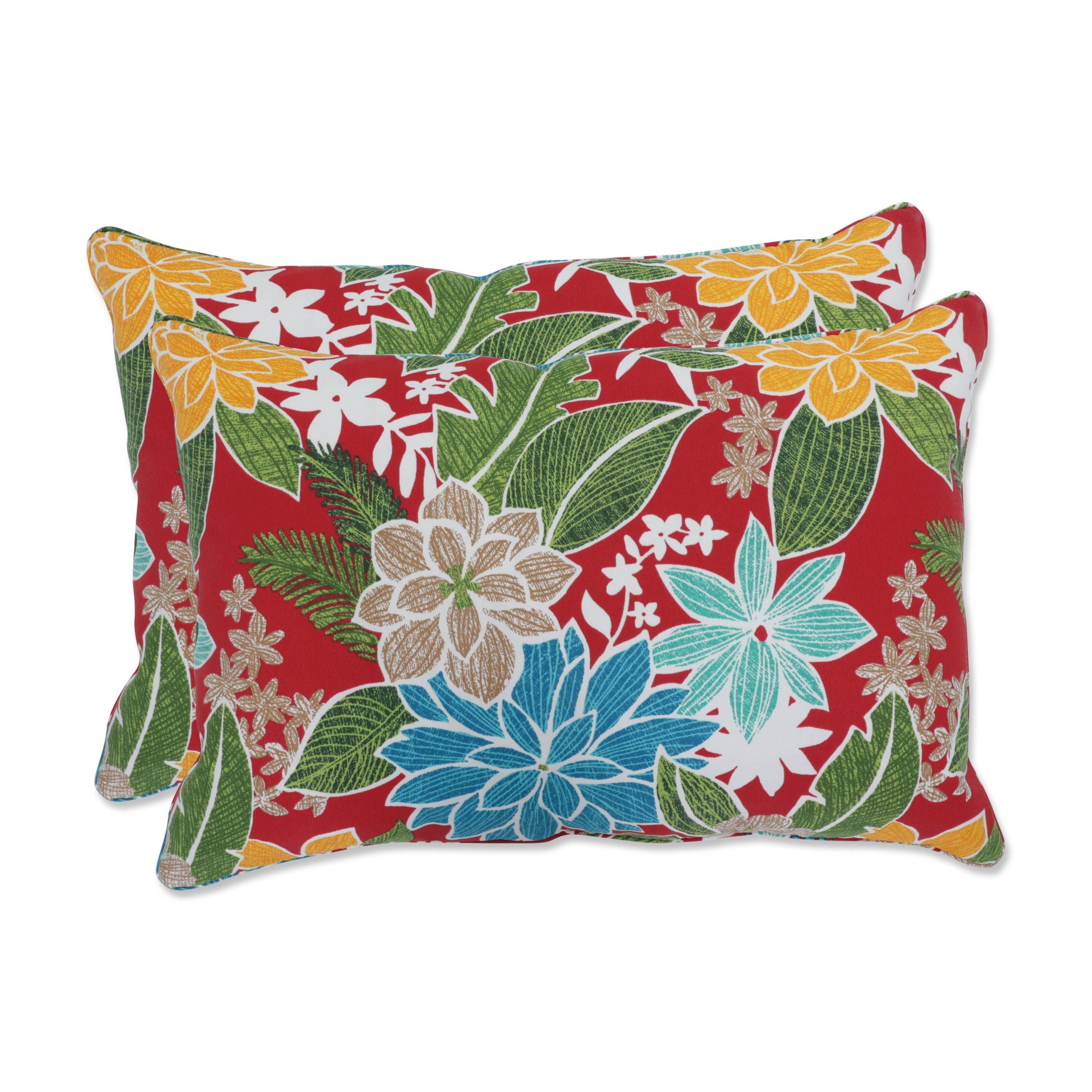 Bora Cay Red Over-sized Rectangular Throw Pillow (Set of 2)