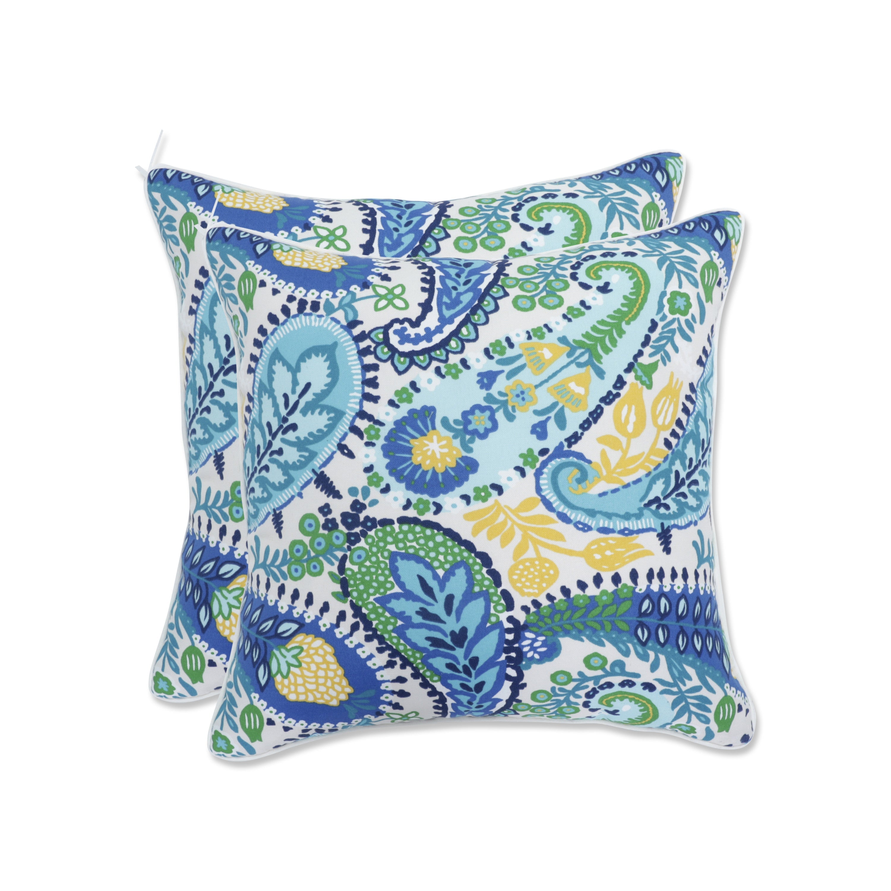 Amalia Paisley Blue 16.5-inch Throw Pillow (Set of 2)