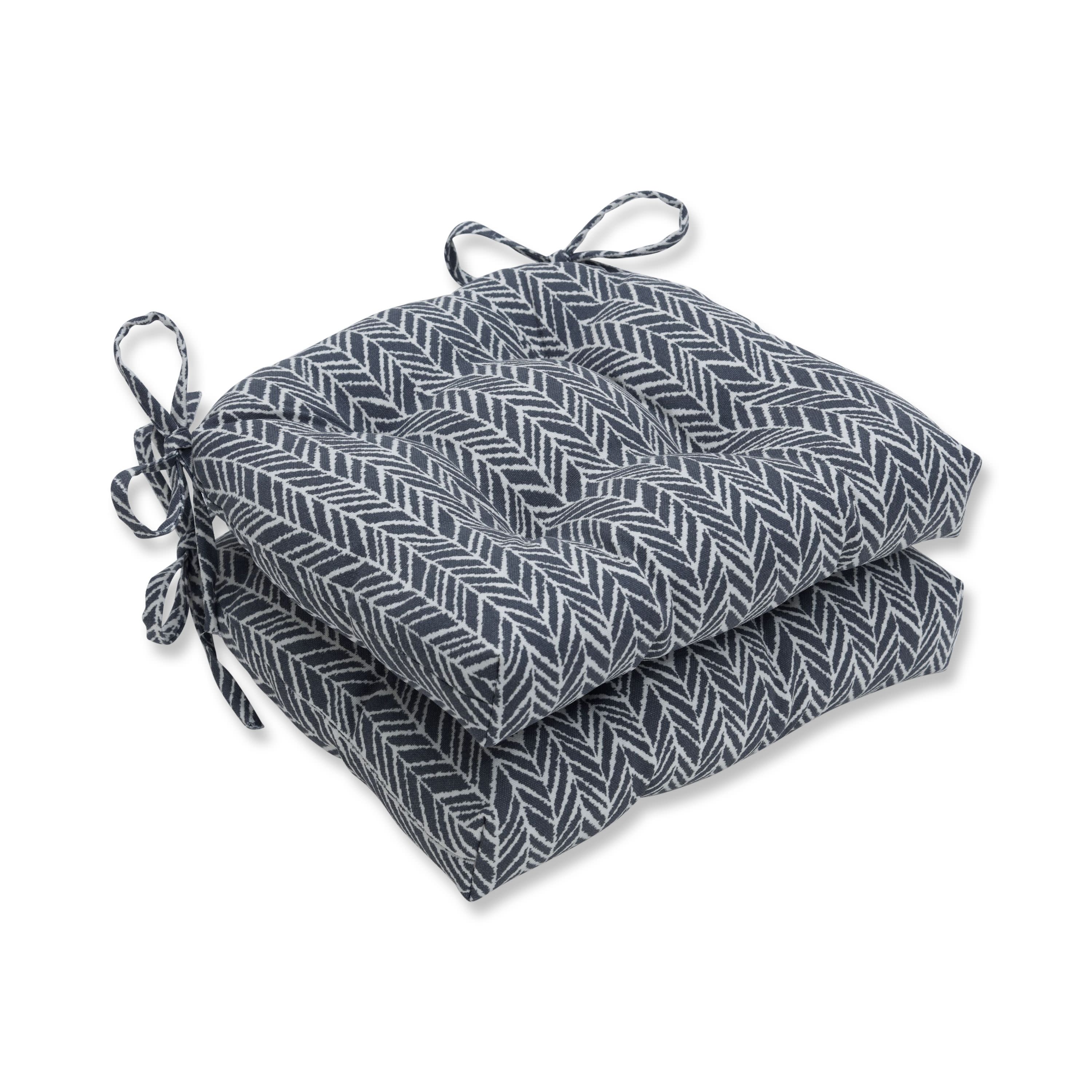 Herringbone Slate Outdoor Deluxe Tufted Chairpad (Set Of 2)