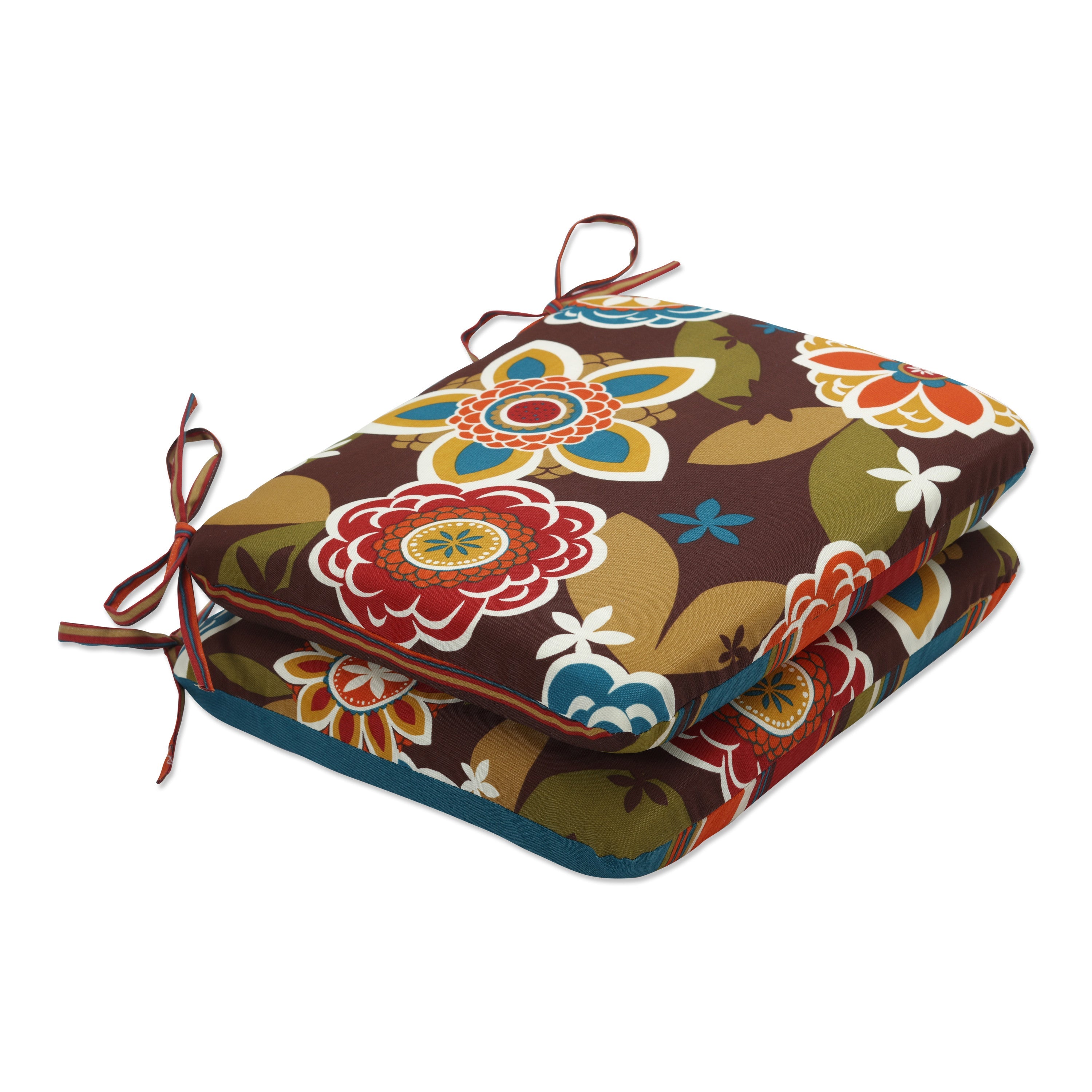 Outdoor/Indoor Annie/Westport Chocolate Rounded Corners Seat Cushion (Set of 2)
