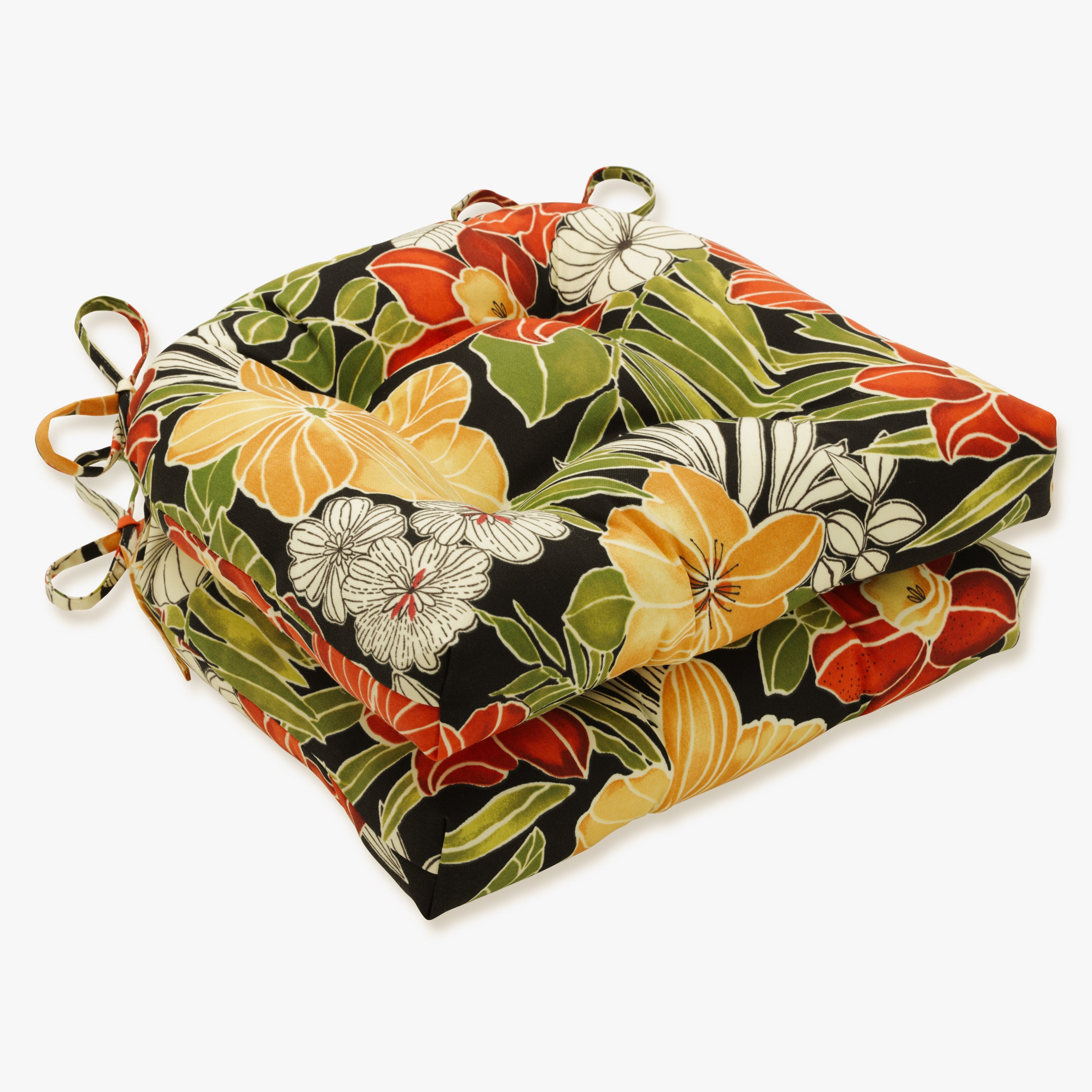 Outdoor/Indoor Clemens Noir Deluxe Tufted Chairpad (Set of 2)